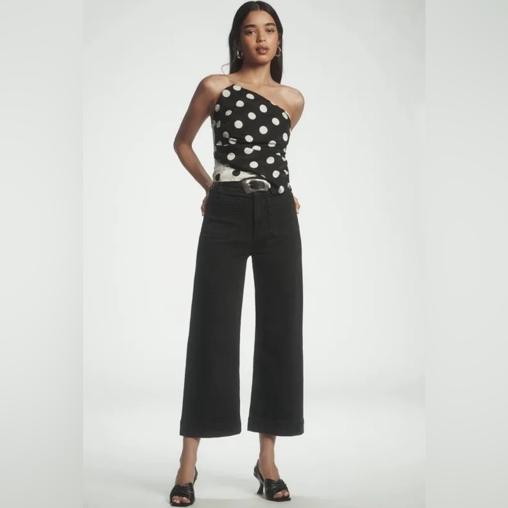 Colette High-Rise Crop Wide-Leg Jeans by Maeve